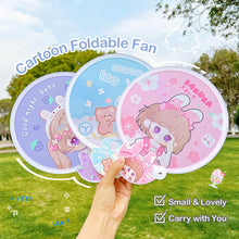 Load image into Gallery viewer, Portable Folding Round Fan With Handle Cartoon Mini Fan Comfortable Grip Fabric Smooth Edges Folding Hand Fan for Home
