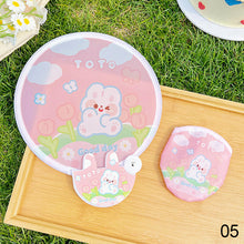 Load image into Gallery viewer, Portable Folding Round Fan With Handle Cartoon Mini Fan Comfortable Grip Fabric Smooth Edges Folding Hand Fan for Home
