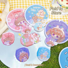Load image into Gallery viewer, Portable Folding Round Fan With Handle Cartoon Mini Fan Comfortable Grip Fabric Smooth Edges Folding Hand Fan for Home
