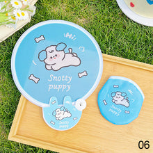 Load image into Gallery viewer, Portable Folding Round Fan With Handle Cartoon Mini Fan Comfortable Grip Fabric Smooth Edges Folding Hand Fan for Home
