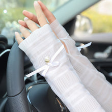 Load image into Gallery viewer, Women Summer Sun Protection Sleeves Long Fingerless Gloves Lady Ice Silk Mesh Arm Sleeve Sunscreen UV Breathable Mitten
