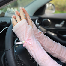 Load image into Gallery viewer, Women Summer Sun Protection Sleeves Long Fingerless Gloves Lady Ice Silk Mesh Arm Sleeve Sunscreen UV Breathable Mitten
