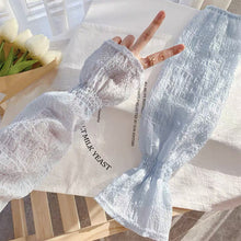 Load image into Gallery viewer, Women Summer Sun Protection Sleeves Long Fingerless Gloves Lady Thin Chiffon Lace Mesh Arm Sleeve Sunscreen Uv Breathable Mitten
