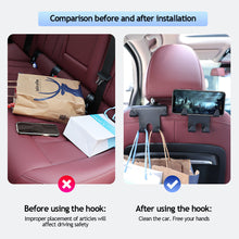 Load image into Gallery viewer, Multi-functional Car Seat Headrest Hook Carbon Fibre Pattern Phone Stand Durable Headrest Hanging Holder Car Rear Seat Storage Hanger
