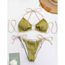 Load image into Gallery viewer, Women Fashion Sexy Solid Color Split Swimsuit Bikini With Chest Pad Backless Sleeveless Tight Swimsuit
