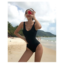 Load image into Gallery viewer, One-piece Sleeveless Solid Color Swimsuit Bikini Sexy Backless Tight Swimsuit Women Swimming Water Sports Clothing
