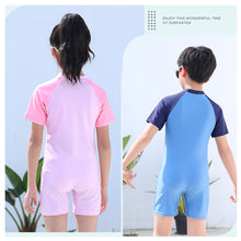 Load image into Gallery viewer, Children Cute Cartoon One-piece Short Sleeved Swimsuit Comfortable Breathable Swimsuit Swimming Water Sports Clothing

