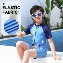 Load image into Gallery viewer, Children Cute Cartoon One-piece Short Sleeved Swimsuit Comfortable Breathable Swimsuit Swimming Water Sports Clothing
