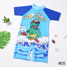 Load image into Gallery viewer, Children Cute Cartoon One-piece Short Sleeved Swimsuit Comfortable Breathable Quick-drying Swimsuit Swimming Beach Clothing
