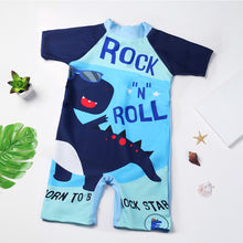 Load image into Gallery viewer, Children Cute Cartoon One-piece Short Sleeved Swimsuit Comfortable Breathable Quick-drying Swimsuit Swimming Beach Clothing
