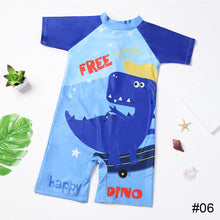 Load image into Gallery viewer, Children Cute Cartoon One-piece Short Sleeved Swimsuit Comfortable Breathable Quick-drying Swimsuit Swimming Beach Clothing
