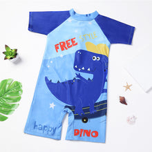 Load image into Gallery viewer, Children Cute Cartoon One-piece Short Sleeved Swimsuit Comfortable Breathable Quick-drying Swimsuit Swimming Beach Clothing
