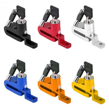 Load image into Gallery viewer, Aluminum Alloy Motorcycle Security Lock Anti Theft Bicycle Motorbike Disc Brake Lock Theft Protection with Holder for Scooter Road Mountain Bike
