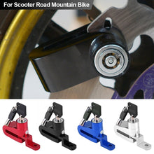 Load image into Gallery viewer, Aluminum Alloy Motorcycle Security Lock Anti Theft Bicycle Motorbike Disc Brake Lock Theft Protection with Holder for Scooter Road Mountain Bike
