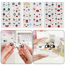 Load image into Gallery viewer, 10Sheets Cute Face Expressions Sticker Waterproof PVC Sticker for DIY Nano Tape Bubble Decoration Sticker for Bottle Thermal Mug Cup
