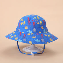 Load image into Gallery viewer, Summer Children's Sun Hat Outdoor Anti-Uv Sun Shade Neck Protection Beach Hat Breathable Quick Drying Large Brim Adjustable Fisherman's Cap
