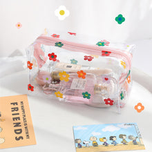 Load image into Gallery viewer, Ins Cute Flower Transparent Pencil Case Large Capacity Make Up Bag Plastic PVC Case Large Storage Bag
