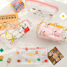 Load image into Gallery viewer, Ins Cute Flower Transparent Pencil Case Large Capacity Make Up Bag Plastic PVC Case Large Storage Bag
