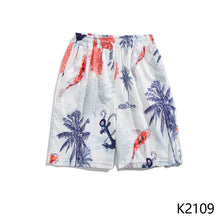 Load image into Gallery viewer, Summer Seaside Vacation Floral Shorts Men's Five-quarter Pants Casual Large Size Hawaiian Shorts Loose Beach Pants - Cartoon Style
