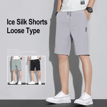 Load image into Gallery viewer, Summer Men's Ice Silk Shorts Breathable Thin Style Casual Straight Five-Point Sweatpants Loose Type Elastic Splicing Pants
