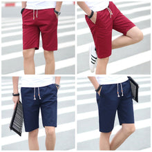 Load image into Gallery viewer, Cotton Men Lace-Up Shorts Classic Solid Color Sports Casual Medium Pants Multi-Color Fashion Trend Men's Wear
