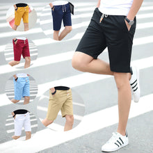 Load image into Gallery viewer, Cotton Men Lace-Up Shorts Classic Solid Color Sports Casual Medium Pants Multi-Color Fashion Trend Men's Wear
