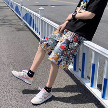 Load image into Gallery viewer, Summer Cartoon Graffiti Beach Pants Men Outer Wear Thin Style Loose Casual Medium Pants Running Fitness Sports Pants Fashion Hip Hop Tide Cool Men's Clothes
