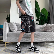 Load image into Gallery viewer, Summer Cartoon Graffiti Beach Pants Men Outer Wear Thin Style Loose Casual Medium Pants Running Fitness Sports Pants Fashion Hip Hop Tide Cool Men's Clothes
