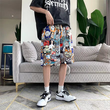 Load image into Gallery viewer, Summer Cartoon Graffiti Beach Pants Men Outer Wear Thin Style Loose Casual Medium Pants Running Fitness Sports Pants Fashion Hip Hop Tide Cool Men's Clothes
