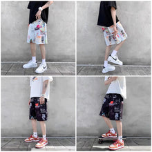 Load image into Gallery viewer, Summer Cartoon Graffiti Beach Pants Men Outer Wear Thin Style Loose Casual Medium Pants Running Fitness Sports Pants Fashion Hip Hop Tide Cool Men's Clothes
