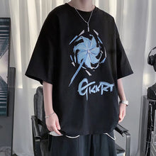 Load image into Gallery viewer, Men Summer Windmill Alphabet Print Short Sleeve Oversize Crew Neck Everything Match Five-Point Sleeve T-Shirt Fashion Simple Youth Trend Men's Clothes
