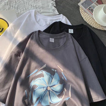Load image into Gallery viewer, Men Summer Windmill Alphabet Print Short Sleeve Oversize Crew Neck Everything Match Five-Point Sleeve T-Shirt Fashion Simple Youth Trend Men's Clothes
