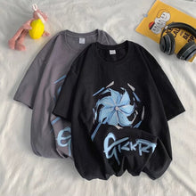 Load image into Gallery viewer, Men Summer Windmill Alphabet Print Short Sleeve Oversize Crew Neck Everything Match Five-Point Sleeve T-Shirt Fashion Simple Youth Trend Men's Clothes
