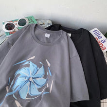Load image into Gallery viewer, Men Summer Windmill Alphabet Print Short Sleeve Oversize Crew Neck Everything Match Five-Point Sleeve T-Shirt Fashion Simple Youth Trend Men's Clothes
