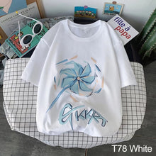 Load image into Gallery viewer, Men Summer Windmill Alphabet Print Short Sleeve Oversize Crew Neck Everything Match Five-Point Sleeve T-Shirt Fashion Simple Youth Trend Men's Clothes
