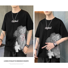 Load image into Gallery viewer, Summer Men's Thin Short Sleeve Trend Ink Style Half Sleeve Casual Fashion T-Shirt Handsome Crew Neck Printed Top
