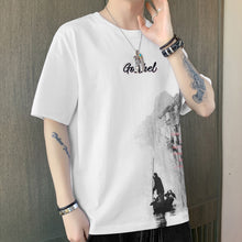 Load image into Gallery viewer, Summer Men's Thin Short Sleeve Trend Ink Style Half Sleeve Casual Fashion T-Shirt Handsome Crew Neck Printed Top
