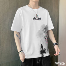 Load image into Gallery viewer, Summer Men's Thin Short Sleeve Trend Ink Style Half Sleeve Casual Fashion T-Shirt Handsome Crew Neck Printed Top
