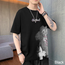 Load image into Gallery viewer, Summer Men's Thin Short Sleeve Trend Ink Style Half Sleeve Casual Fashion T-Shirt Handsome Crew Neck Printed Top
