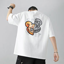Load image into Gallery viewer, Cartoon Print Summer Men's Short Sleeve Loose Plankton Handsome Half Sleeve Fashion Trend Bear Head Top
