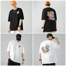Load image into Gallery viewer, Cartoon Print Summer Men's Short Sleeve Loose Plankton Handsome Half Sleeve Fashion Trend Bear Head Top
