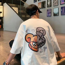 Load image into Gallery viewer, Cartoon Print Summer Men's Short Sleeve Loose Plankton Handsome Half Sleeve Fashion Trend Bear Head Top
