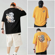 Load image into Gallery viewer, Cartoon Print Summer Men's Short Sleeve Loose Plankton Handsome Half Sleeve Fashion Trend Bear Head Top

