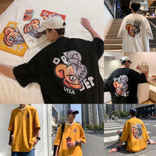 Load image into Gallery viewer, Cartoon Print Summer Men's Short Sleeve Loose Plankton Handsome Half Sleeve Fashion Trend Bear Head Top
