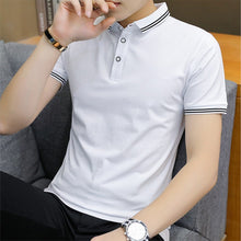 Load image into Gallery viewer, Stand Collar Business Polo T-shirt Solid Skin-friendly Comfortable T-shirt Breathable Summer Top T-shirt for Men
