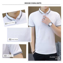 Load image into Gallery viewer, Stand Collar Business Polo T-shirt Solid Skin-friendly Comfortable T-shirt Breathable Summer Top T-shirt for Men
