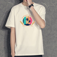 Load image into Gallery viewer, Summer Cotton Men's T-shirt Loose Casual Letter Printed Versatile T-shirt Soft Breathable Short Sleeve Top T-shirt
