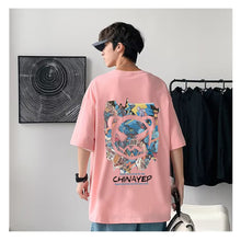 Load image into Gallery viewer, Summer Polyester T-shirt Loose Casual Cartoon Printed T-shirt Soft Breathable Short Sleeve Top T-shirt for Men
