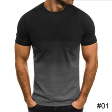 Load image into Gallery viewer, Men's Summer Polyester T-shirt Casual Gradient Round Neck T-shirt Comfortable Breathable Short Sleeve Top T-shirt
