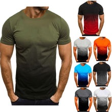 Load image into Gallery viewer, Men's Summer Polyester T-shirt Casual Gradient Round Neck T-shirt Comfortable Breathable Short Sleeve Top T-shirt
